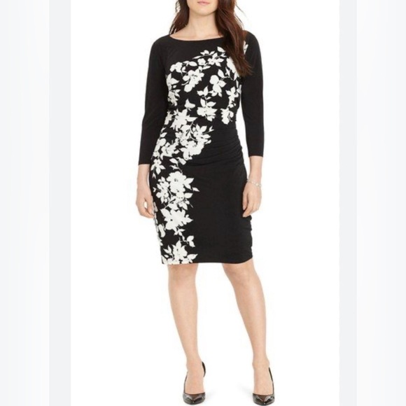 Ralph Lauren Dresses & Skirts - Ralph Lauren Black and White Floral Long Sleeve Dress size 6